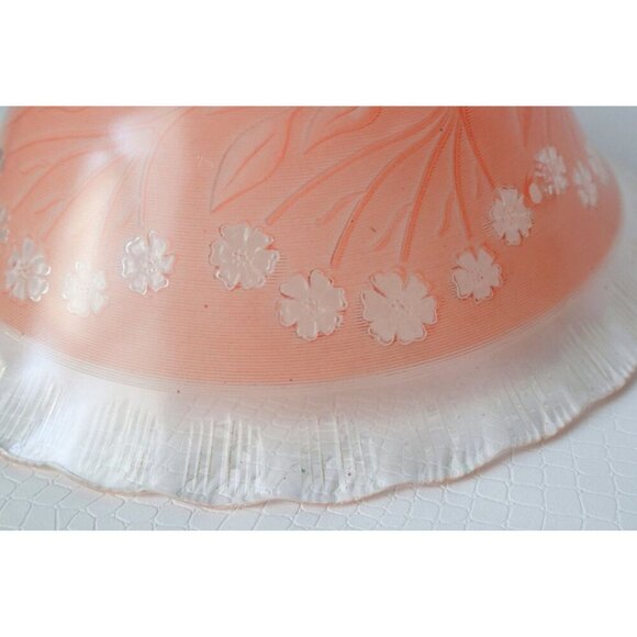 Vintage Ceiling Lamp Shade Pastel Pink Embossed Design 1950's Light fixture - Picture 3 of 4